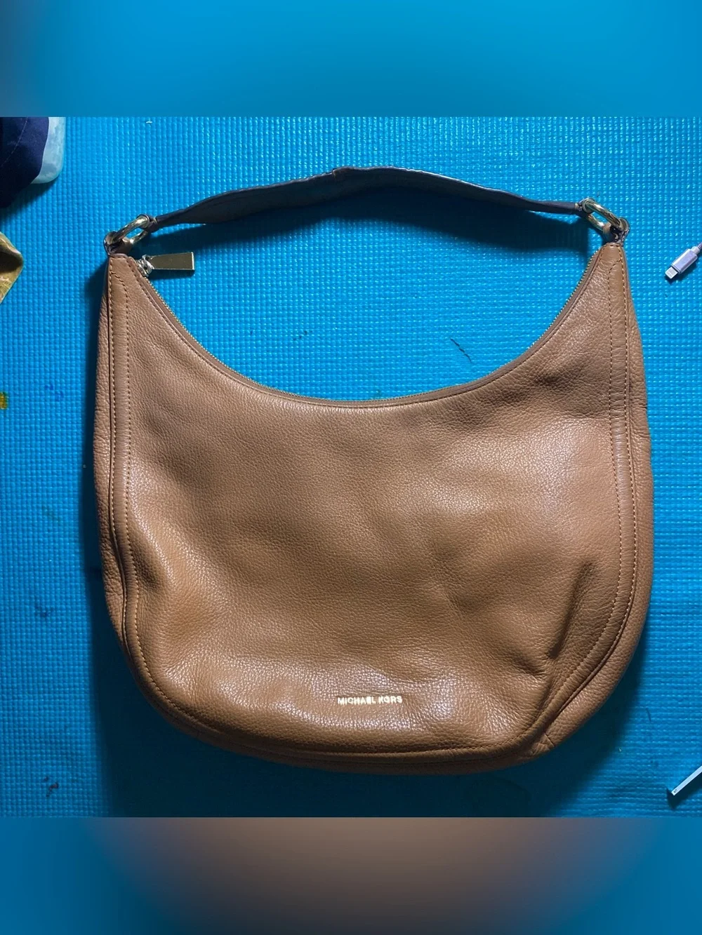 Michael Kors Brown Pebbled Leather Hobo Bag